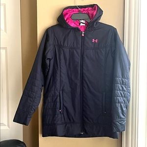 UNDER ARMOUR Women's Jacket Hoody Black Pink SMALL